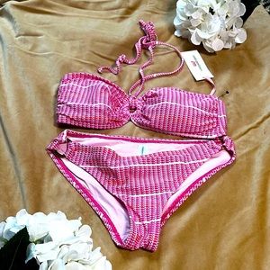 Vineyardvines woman’s whale line ring bandeau in print rhododendron small 🐳